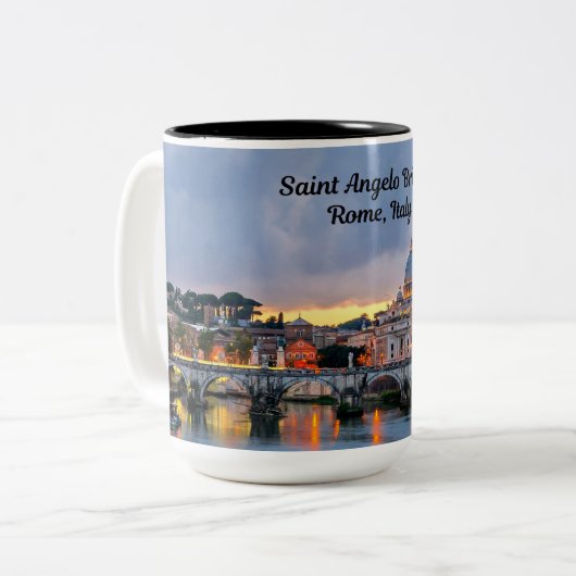 Rom, Italien - Saint-Angelo-Brücke, Zweifarbige Tasse (Vorderseite Links)