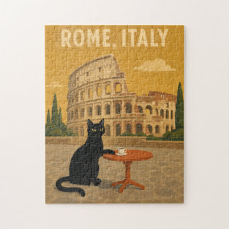 Rom Italien Schwarze Katze Colosseum Vintage Kaffe Puzzle