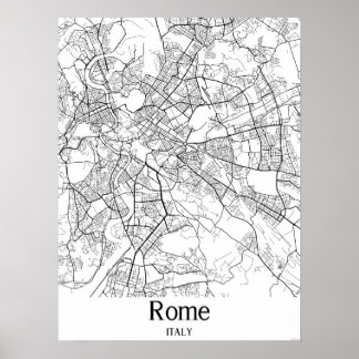 Rom Italien Schwarzes und Weiß Europa Stadtplan Poster