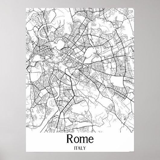 Rom Italien Schwarzes und Weiß Europa Stadtplan Poster (Vorne)