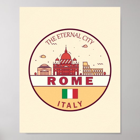 Rom-Italien-Skyline-Emblem Poster (Vorne)
