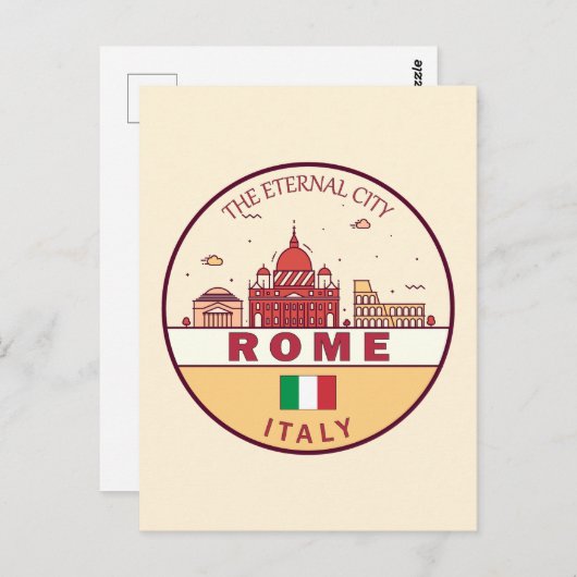 Rom-Italien-Skyline-Emblem Postkarte (Vorne/Hinten)