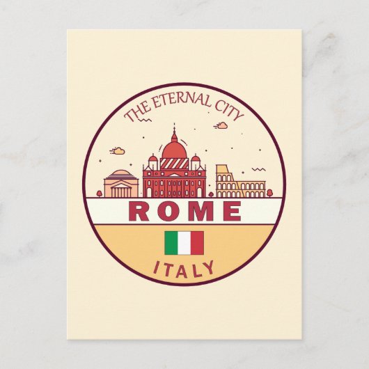 Rom-Italien-Skyline-Emblem Postkarte (Vorderseite)