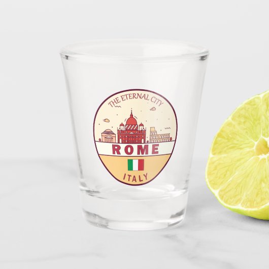Rom-Italien-Skyline-Emblem Schnapsglas (Vorderseite)