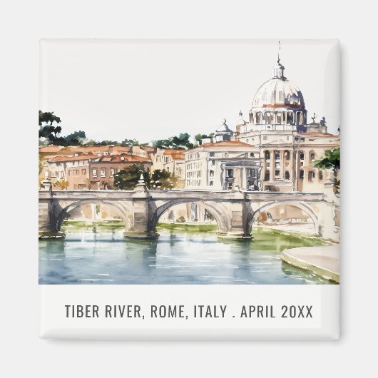 Rom Italien Tiber River Watercolor Italienische Re Magnet (Vorne)