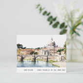 Rom Italien Tiber River Watercolor Save the Date Postkarte (Stehend Vorderseite)