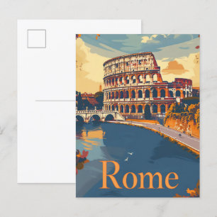 Rom Italien Vintag Retro Travel Illustration Postkarte