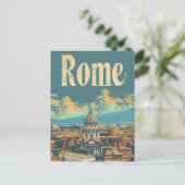 Rom Italien Vintag Retro Travel Illustration Postkarte (Stehend Vorderseite)