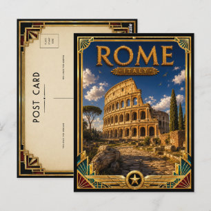 Rom Italien Vintage Colosseum Art Deco Goldenes Ze Postkarte