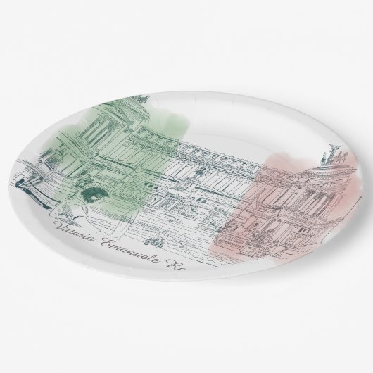 Rom Italien Vittorio Emanuele Denkmal Italien Flag Pappteller (Schrägansicht)