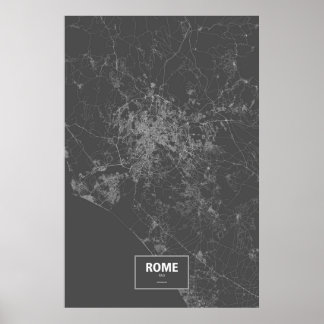 Rom, Italien (weiß auf schwarz) Poster