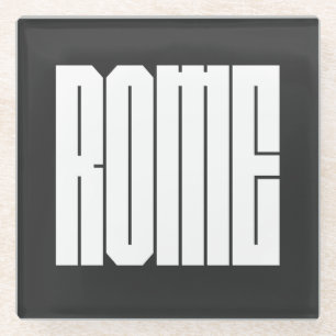 Rom italienische Stadt fette Blockschrift Glasuntersetzer