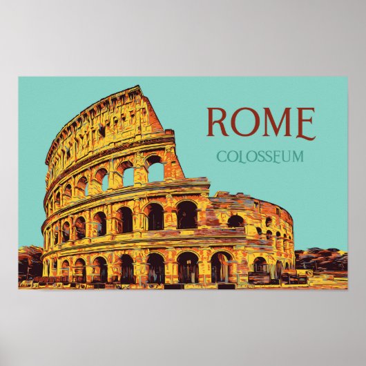 Rom Kolosseum Illustration Italien Postcard Poster (Vorne)