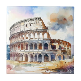 Rom Kolosseum, Italien, im Aquarellstil Fliese