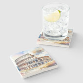 Rom Kolosseum, Italien, im Aquarellstil Steinuntersetzer (Seitenansicht)