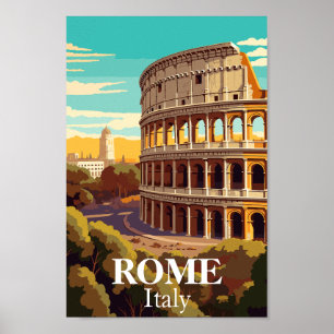 Rom Kolosseum Italien Reise Illustration Poster