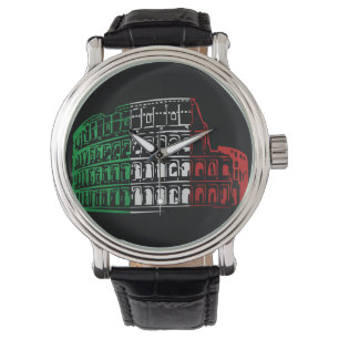 Rom-Kolosseum-italienische Flaggen-Uhr Armbanduhr