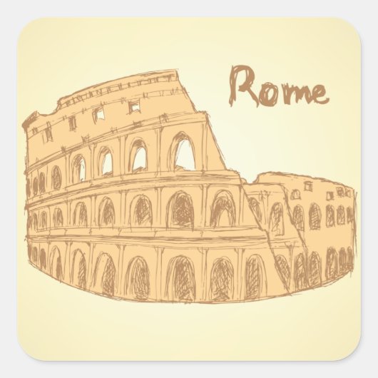 Rom Kolosseum Sketch Quadratischer Aufkleber (Vorderseite)