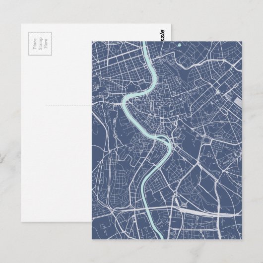 Rom Map Blue Postkarte (Vorne/Hinten)