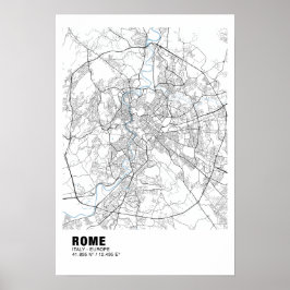 Rom Map Poster - Italien - Weiße Karte