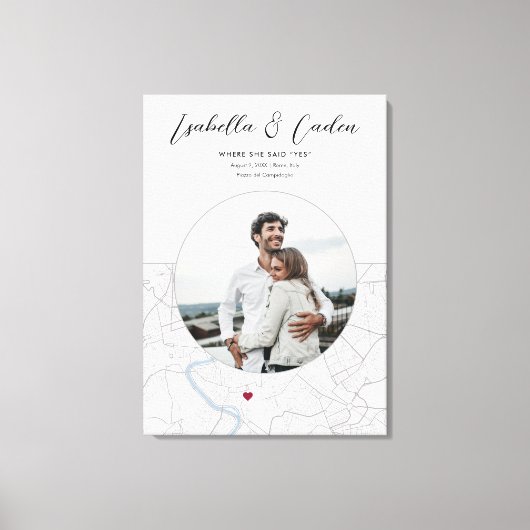 Rom Map Wedding Verlobung Foto Geschenk Vertikal Leinwanddruck (Vorderseite)