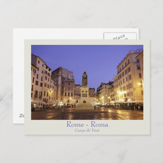 Rom - Postkarte Campo de' Fiori mit Text (Vorne/Hinten)