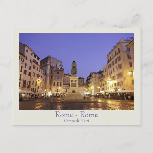 Rom - Postkarte Campo de' Fiori mit Text (Vorderseite)