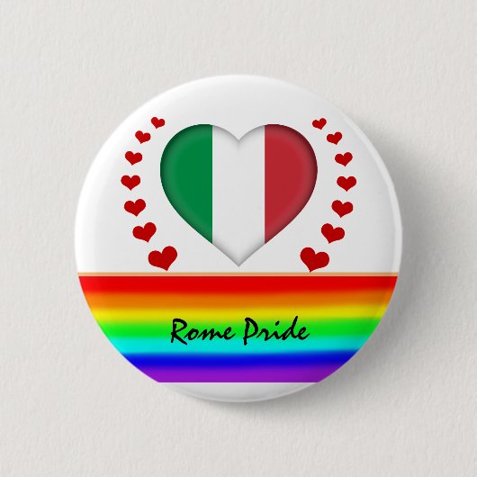 Rom, Pride & Hearts & Regenbogenflagge / Liebe Button (Vorderseite)