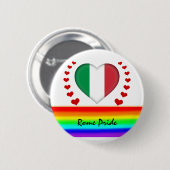 Rom, Pride & Hearts & Regenbogenflagge / Liebe Button (Vorne & Hinten)
