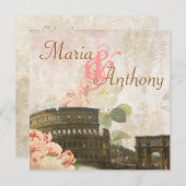 Rom Rosa Rosa Vintage Hochzeit Einladung (Vorne/Hinten)