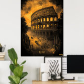 Rom Skyline - Charcoal Monochrome Art - Urban Poster (Heimbüro)