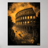 Rom Skyline - Charcoal Monochrome Art - Urban Poster (Vorne)