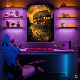 Rom Skyline - Charcoal Monochrome Art - Urban Poster