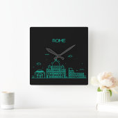 Rom-Skyline Quadratische Wanduhr (Zuhause)