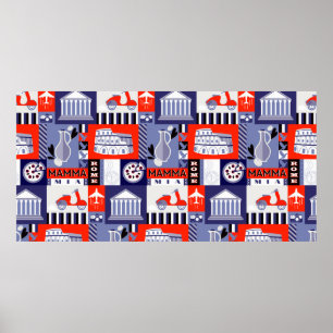 Rom Stadt nahtlos dekorative Muster Design. Trav Poster
