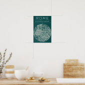Rom Stadtplan Poster – Moderne urbane Wandkunst (Küche)