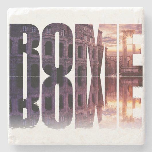 Rom Text mit Colosseum Souvenir Steinuntersetzer (Vorderseite)