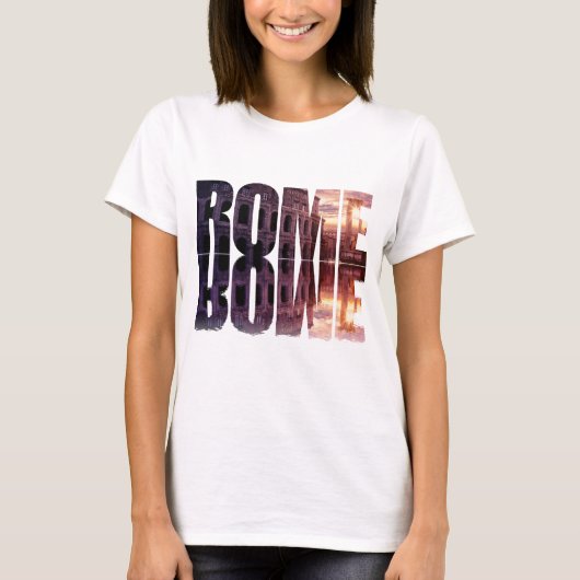 Rom Text mit Colosseum Souvenir T-Shirt (Vorderseite)