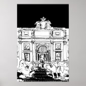 Rom Trevi-Brunnen Schwarz-weiße Reisen Poster (Vorne)