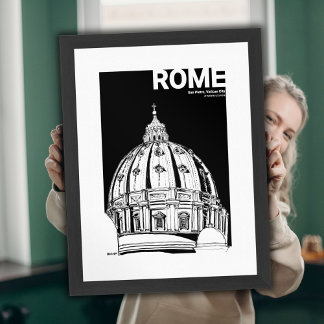 Rom Vatikanstadt St. Peter's Dome Sketch Poster