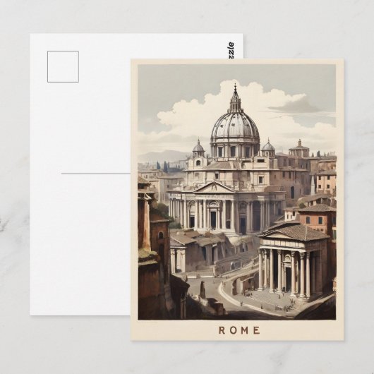 Rom-Vintage-Plakat Postkarte (Vorne/Hinten)