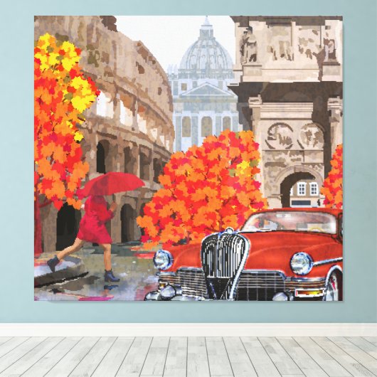 Rom-Vintage-Poster mit Raingesang Leinwanddruck (Insitu (Holzboden))