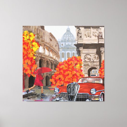 Rom-Vintage-Poster mit Raingesang Leinwanddruck (Vorderseite)