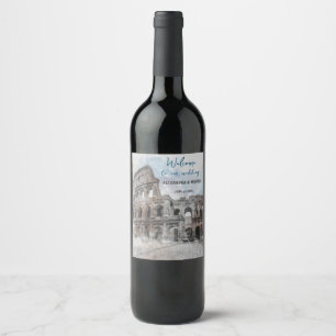 Rom Wasserfarbe Italien Weinkarte - Elegante, mass Weinetikett
