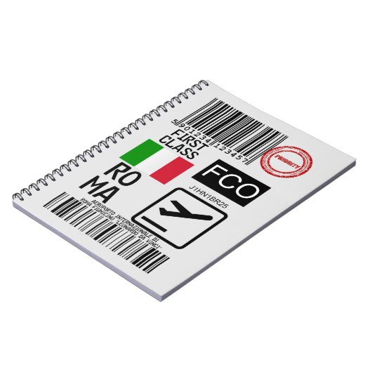 Roma-Flughafenreisetag Notizblock (Linke Seite)