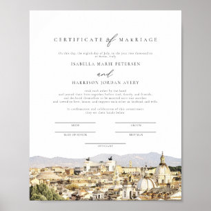 Roma Italien Skyline Hochzeitsurkunde Andenken Poster