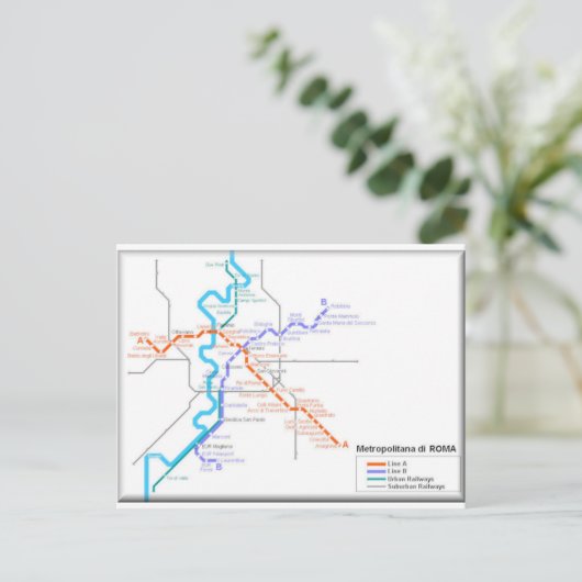 Roma Metro Map Postkarte (Stehend Vorderseite)