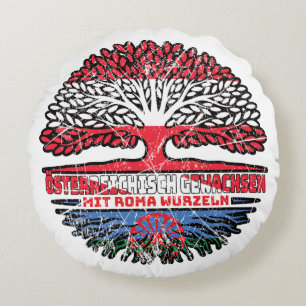 Roma Romani Österreichisch Baum Wurzel Rundes Kissen