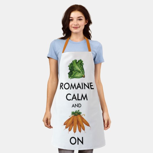 Romaine (Lettuce) Calm und Carrot on Schürze (Getragen)