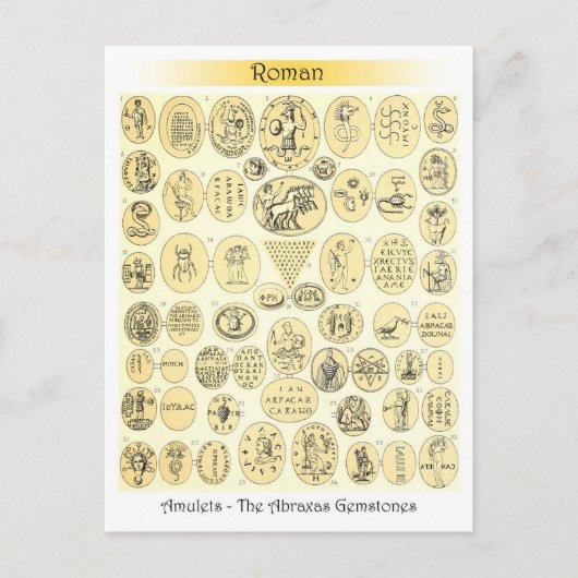 Roman Amulets - Gravuren von Abraxas Gemstones Postkarte (Vorderseite)